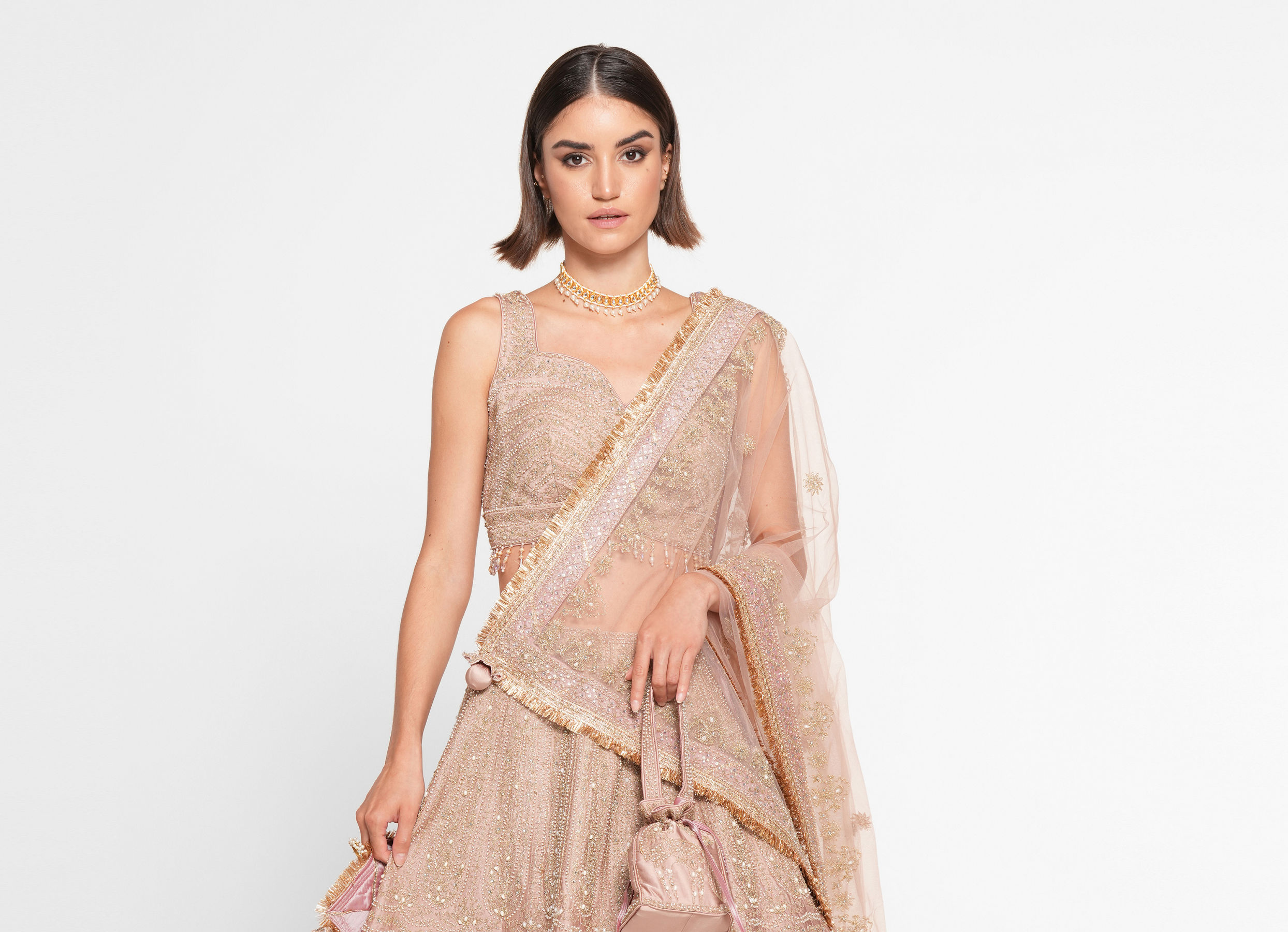 Twamev Women Purple Organza Zardosi Embroidered Lehenga