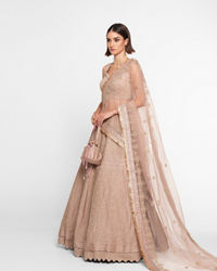 Twamev Women Purple Organza Zardosi Embroidered Lehenga