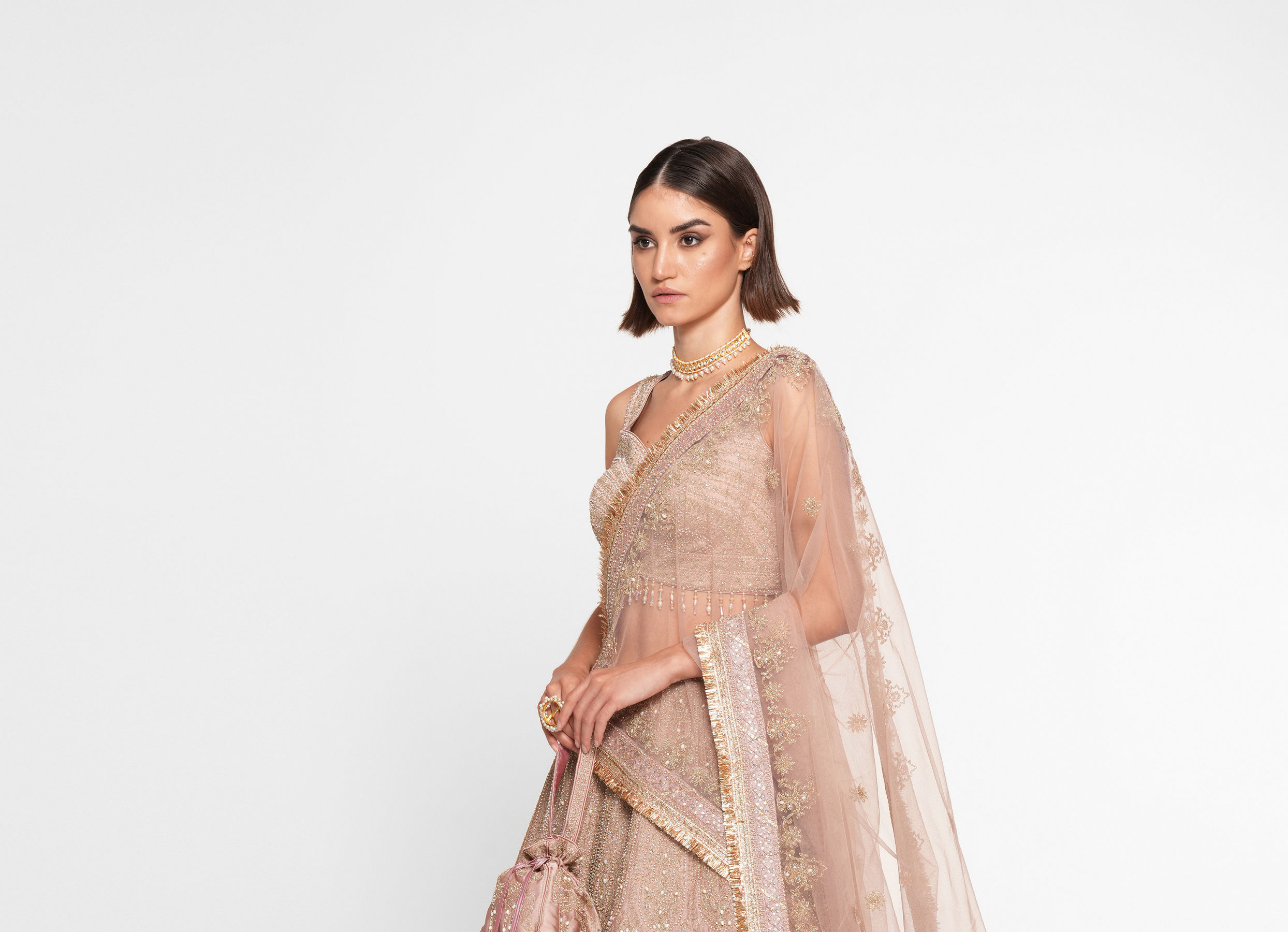 Twamev Women Purple Organza Zardosi Embroidered Lehenga