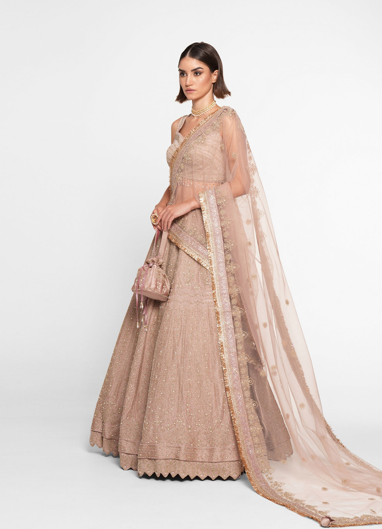 Twamev Women Purple Organza Zardosi Embroidered Lehenga