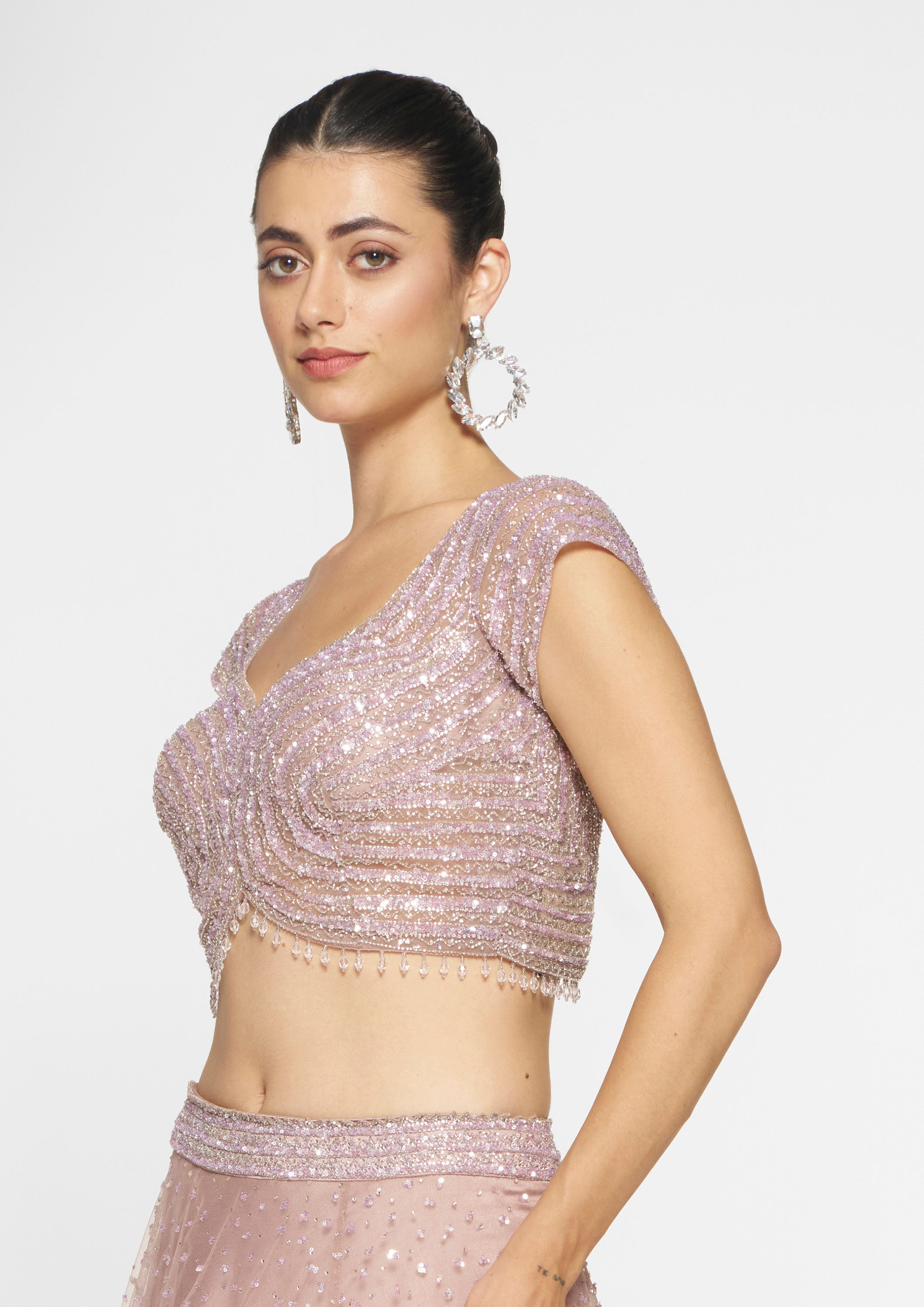 Twamev Women Royal Purple Net Skirt Top