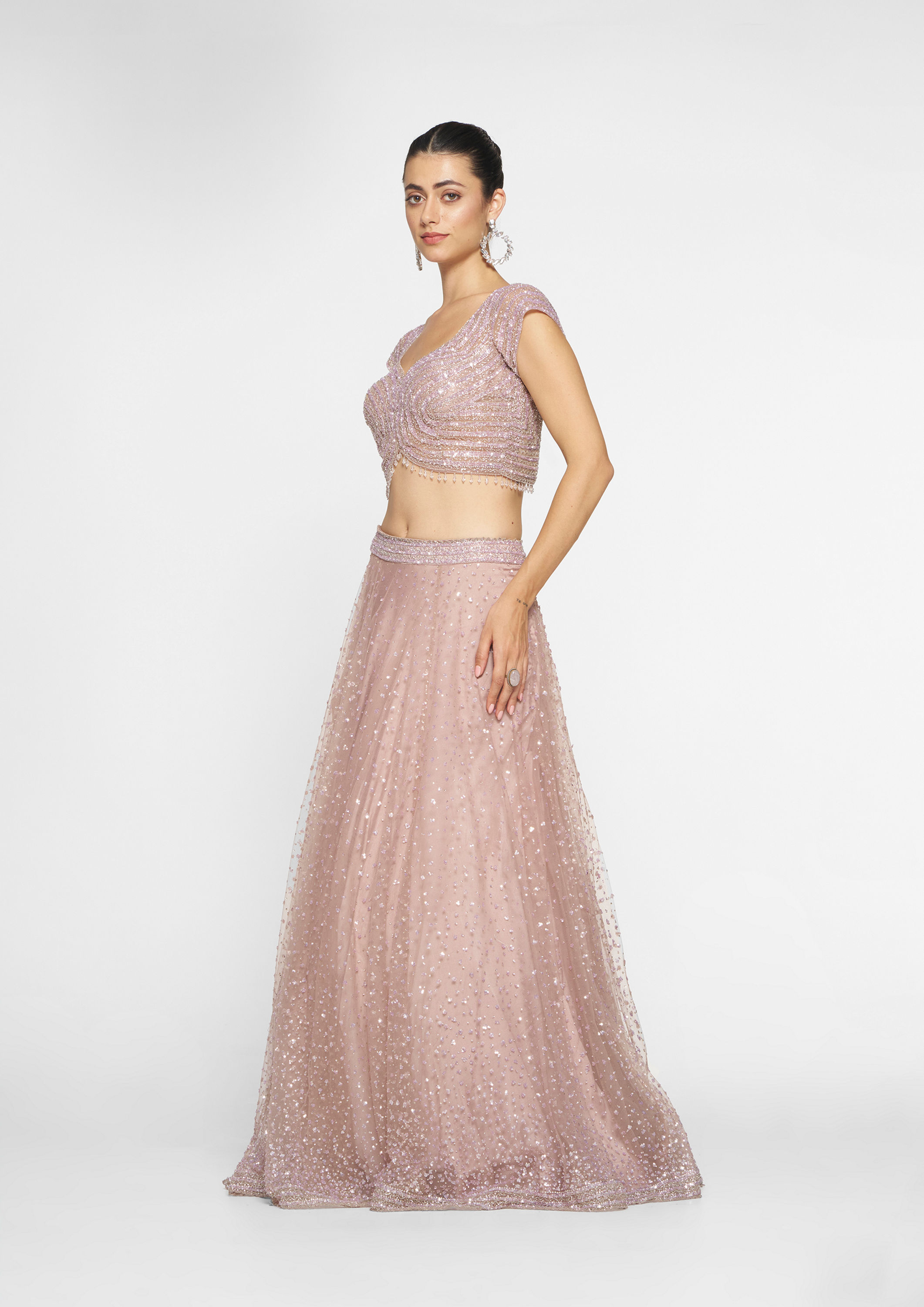 Twamev Women Royal Purple Net Skirt Top