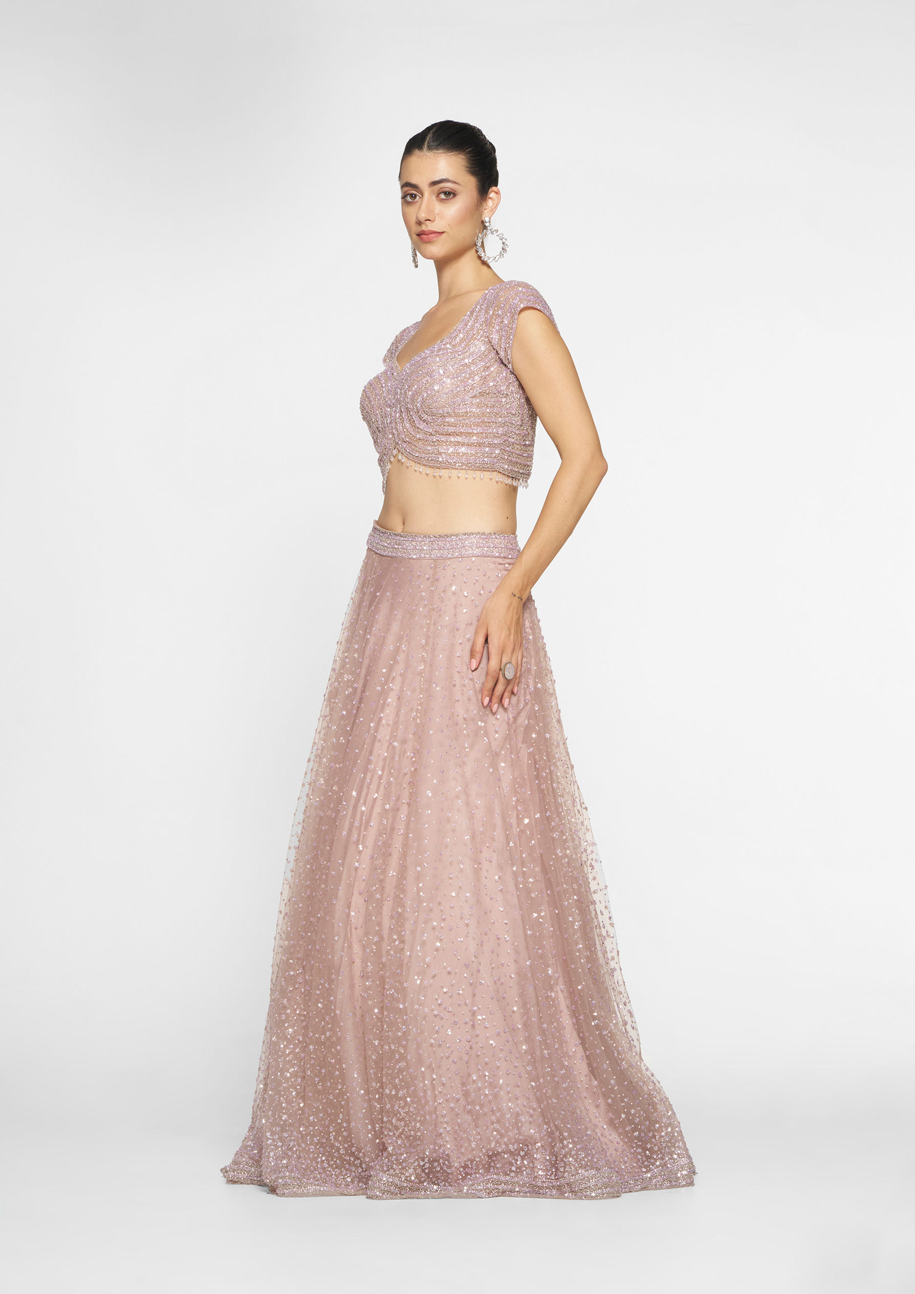Twamev Women Royal Purple Net Skirt Top