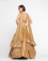 Twamev Women Golden Gleam Trio Set Skirt Top