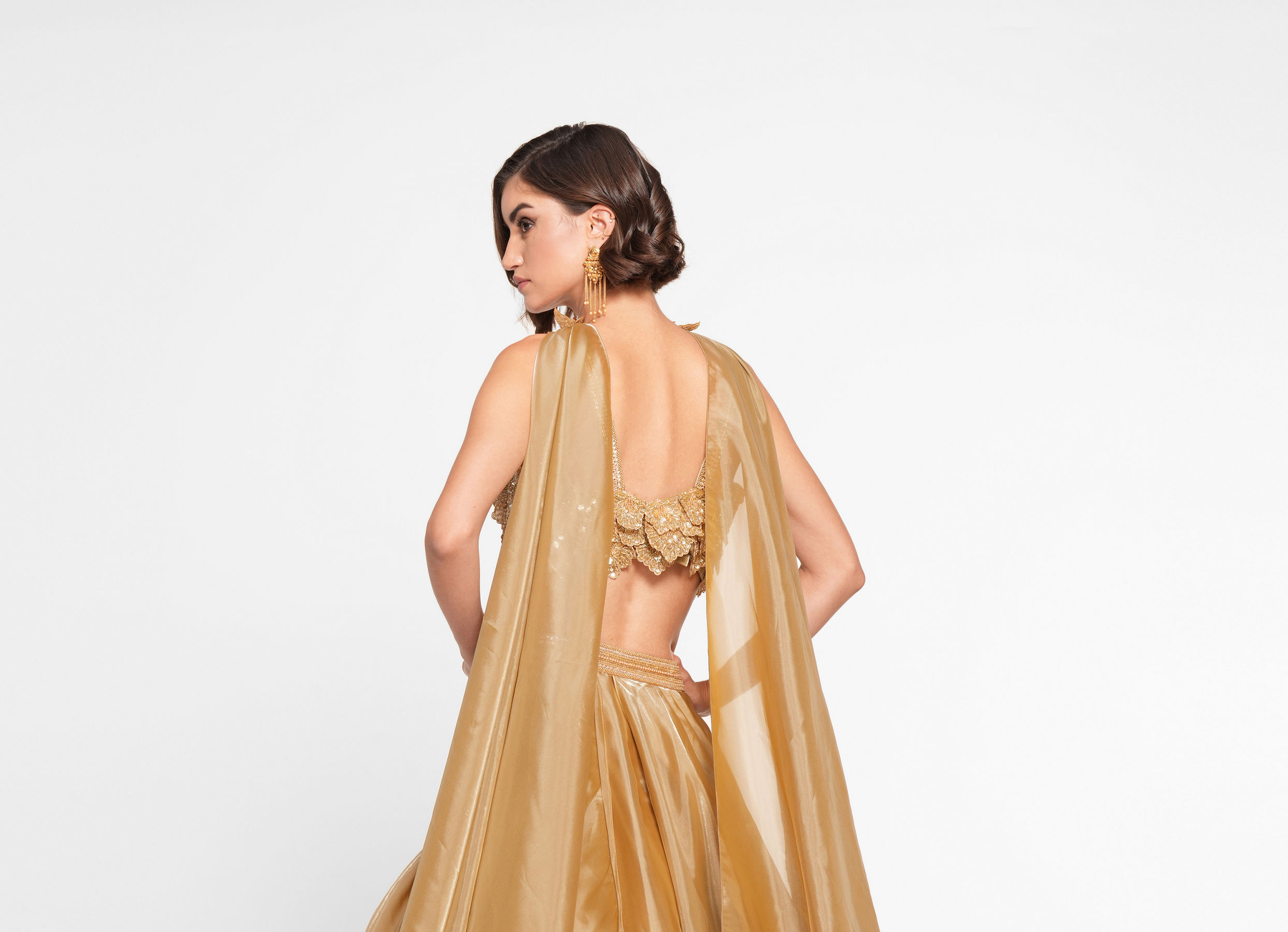 Twamev Women Golden Gleam Trio Set Skirt Top