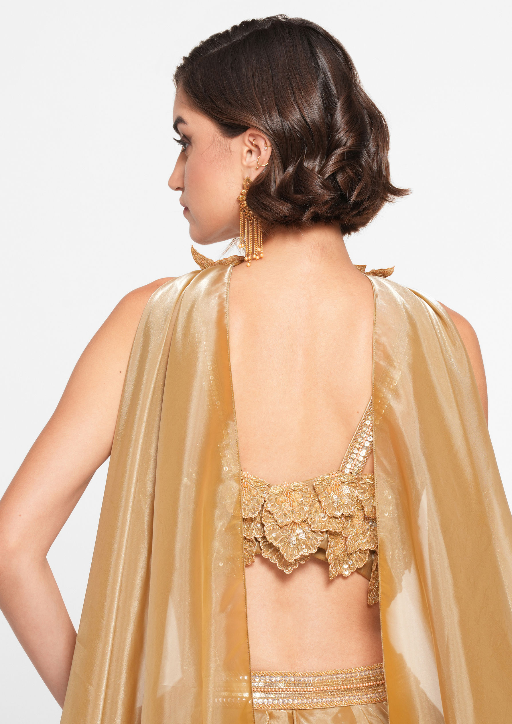 Twamev Women Golden Gleam Trio Set Skirt Top