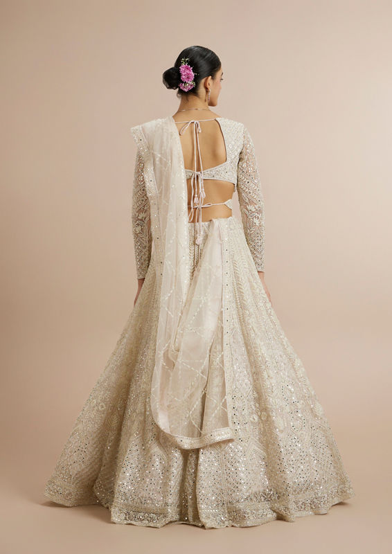 Twamev Women Ravishing Cream Lehenga Ensemble