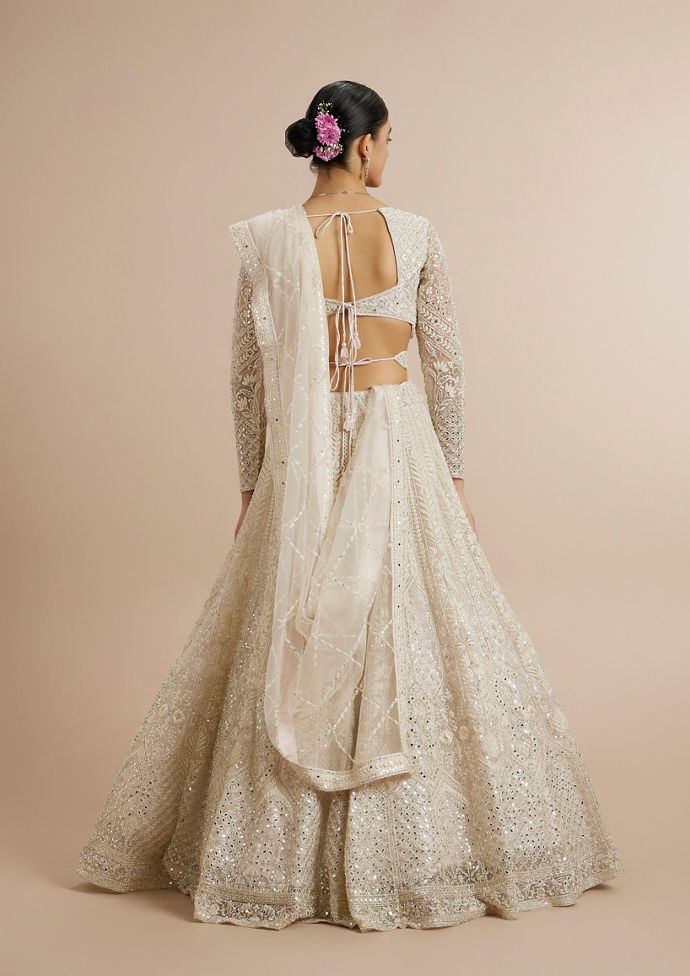 Twamev Women Ravishing Cream Lehenga Ensemble
