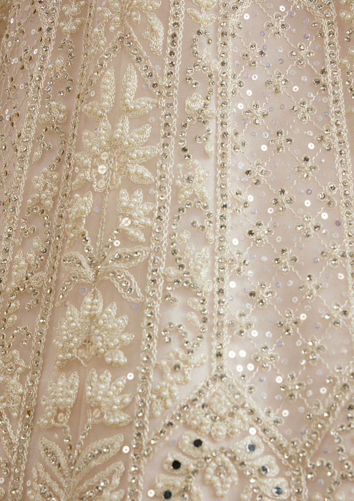 Twamev Women Ravishing Cream Lehenga Ensemble