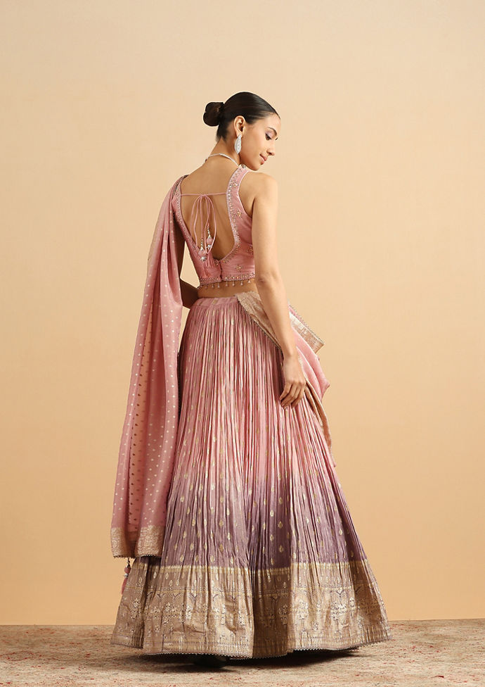 Twamev Women Dusty Rose Shaded Skirt Top Set