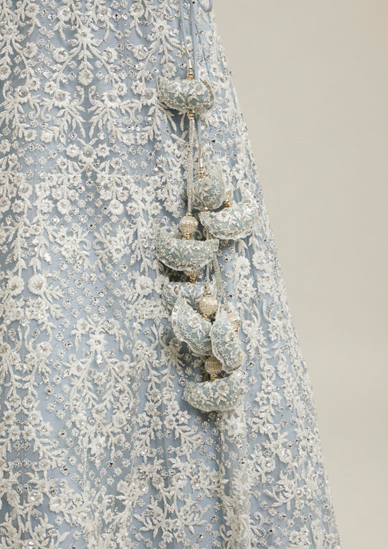 Twamev Women Light Blue Twinkle Lehenga Set