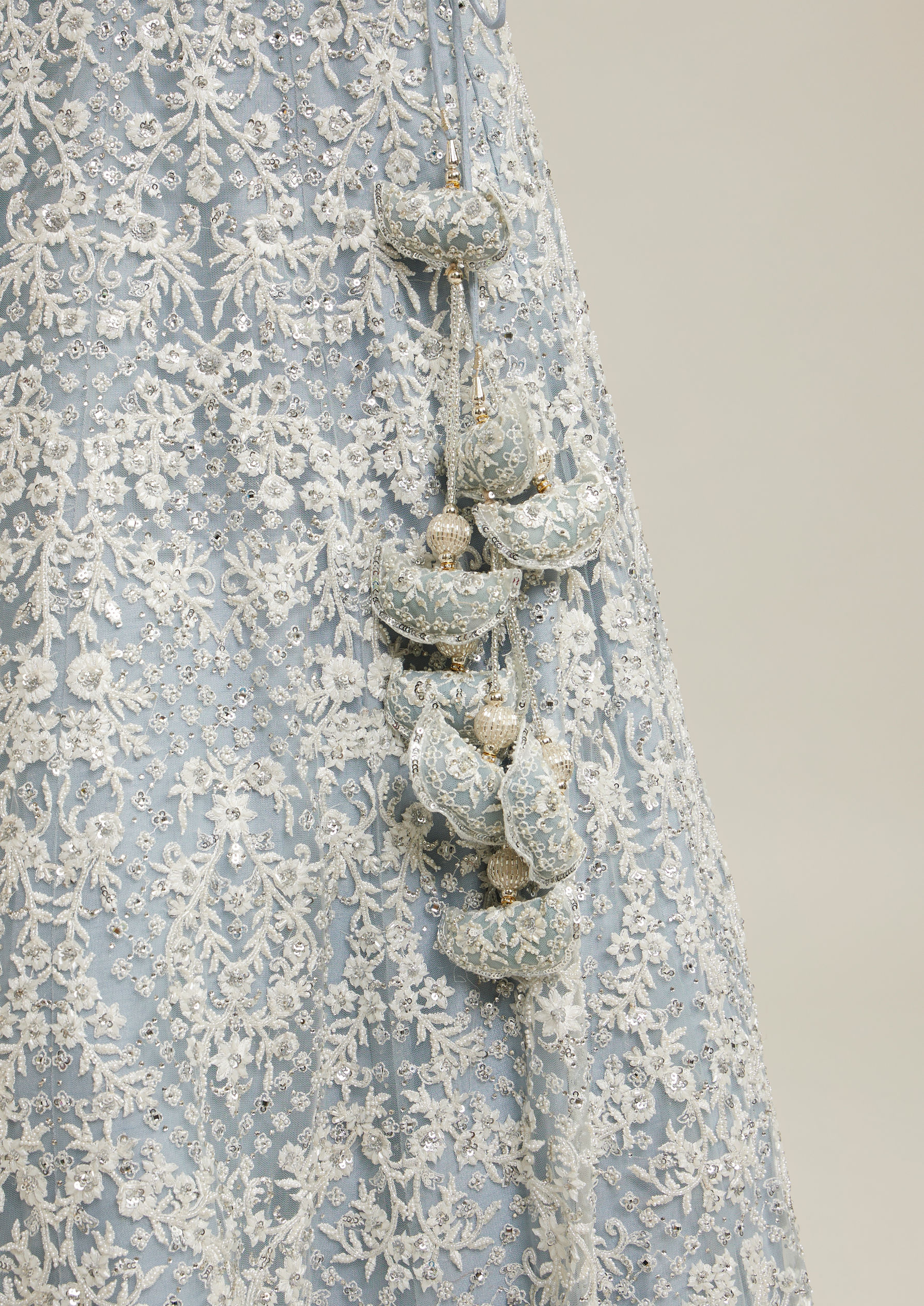 Twamev Women Light Blue Twinkle Lehenga Set