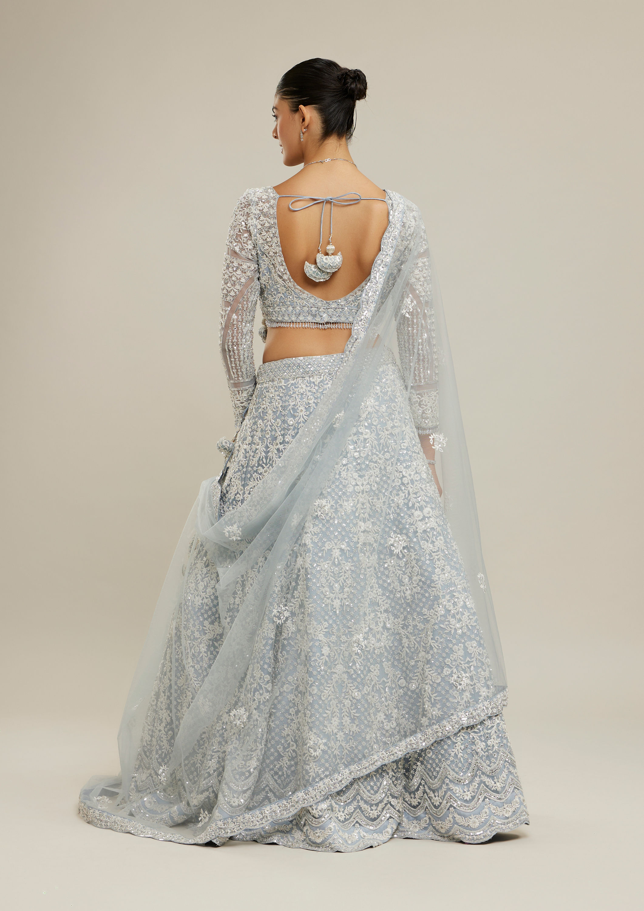 Twamev Women Light Blue Twinkle Lehenga Set