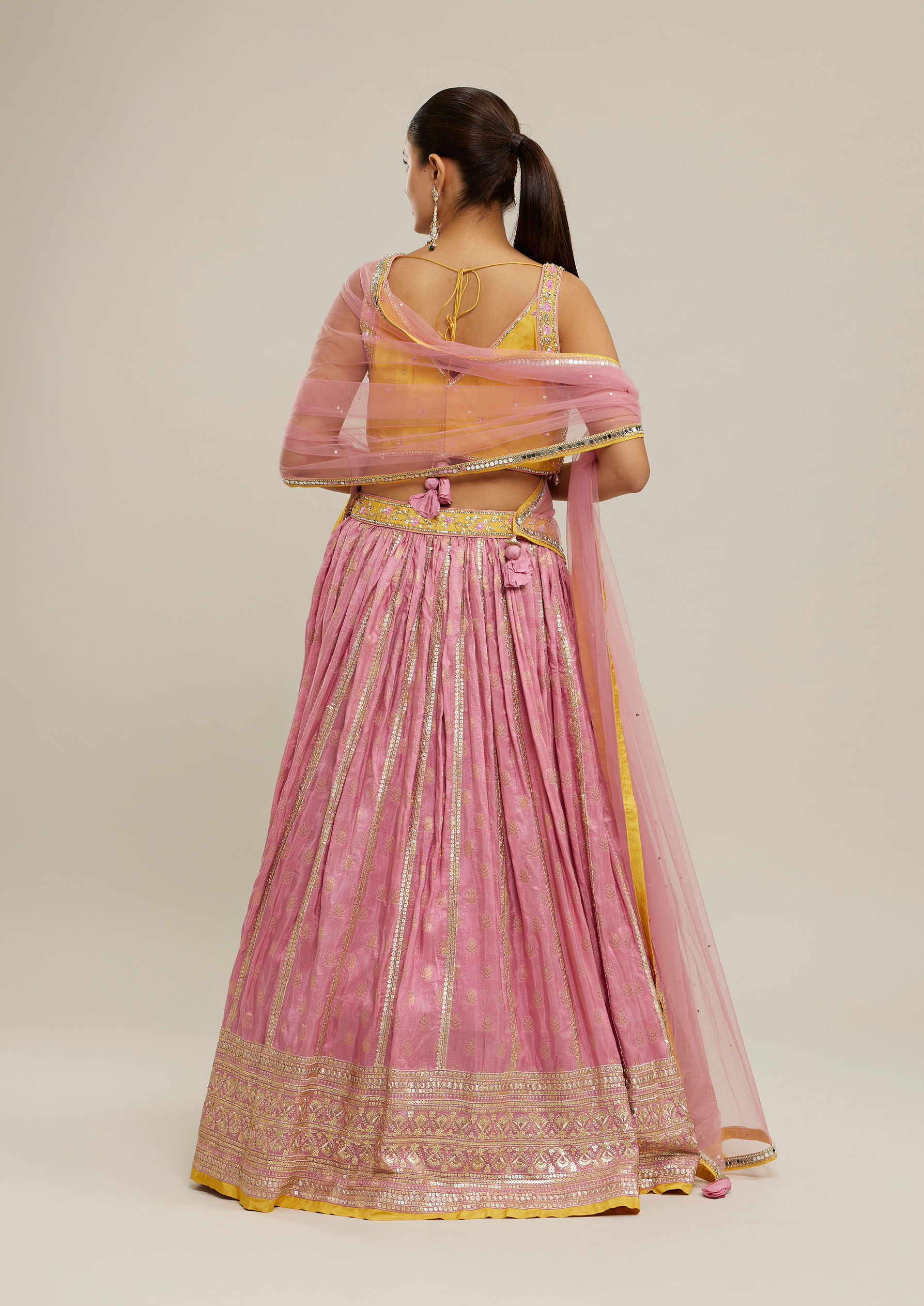 Twamev Women Pink Elegance Art Silk Skirt Top