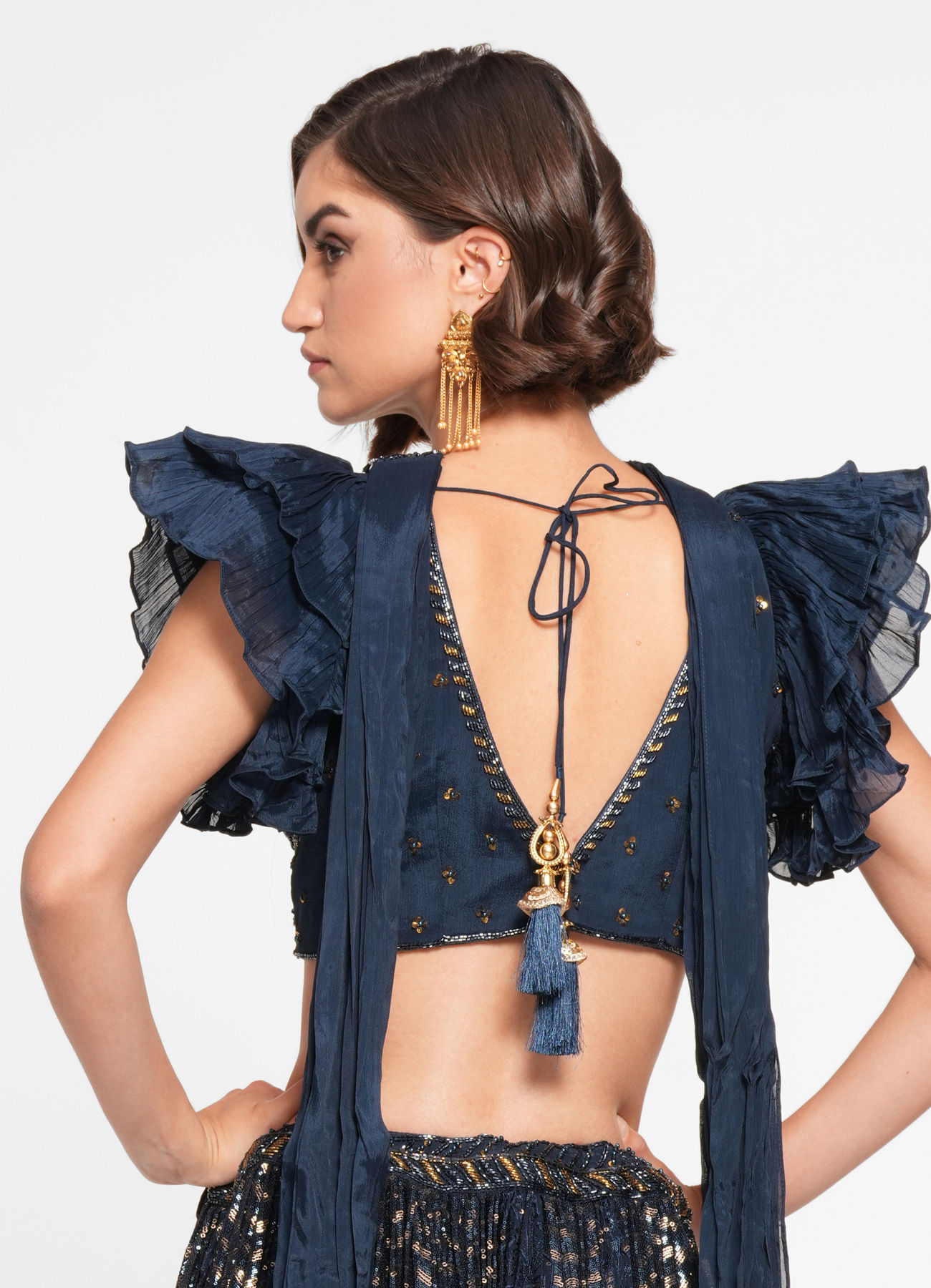 Twamev Women Ethereal Indigo Blue Skirt Top Ensemble