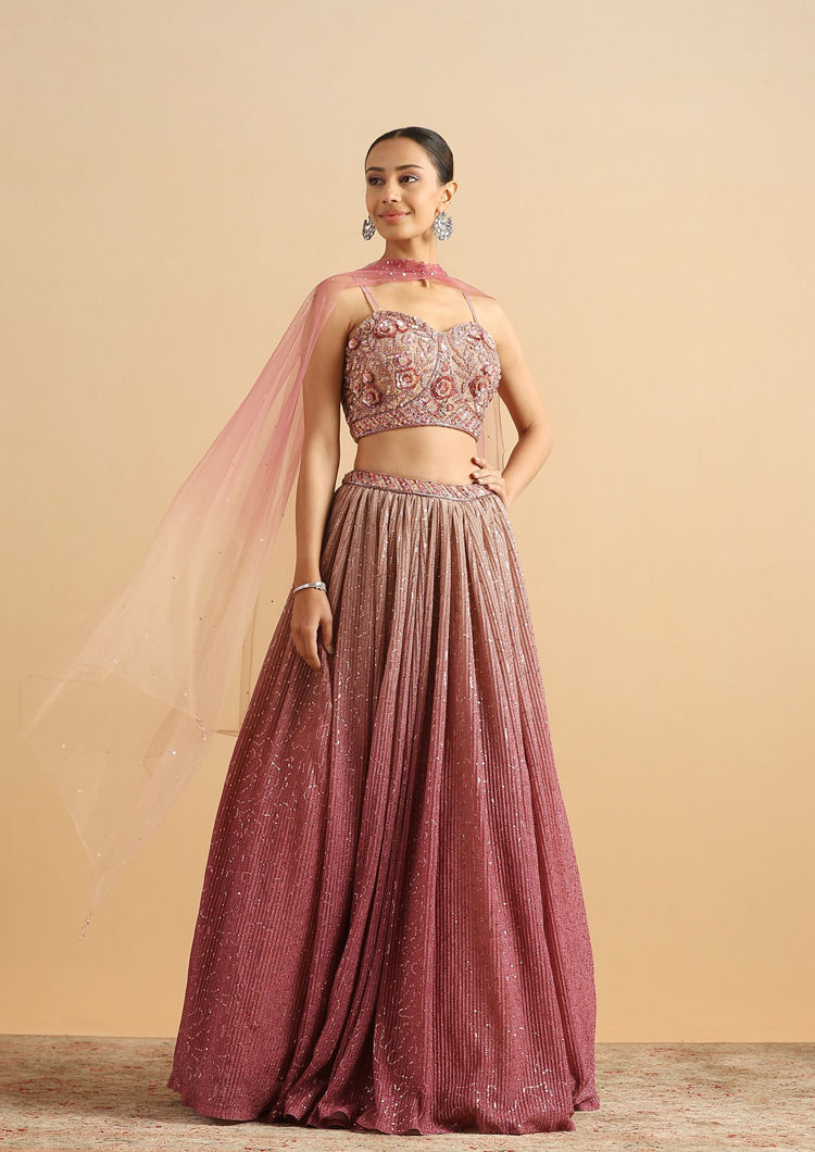 Twamev Women Shimmering Rose Romance Skirt Top Set
