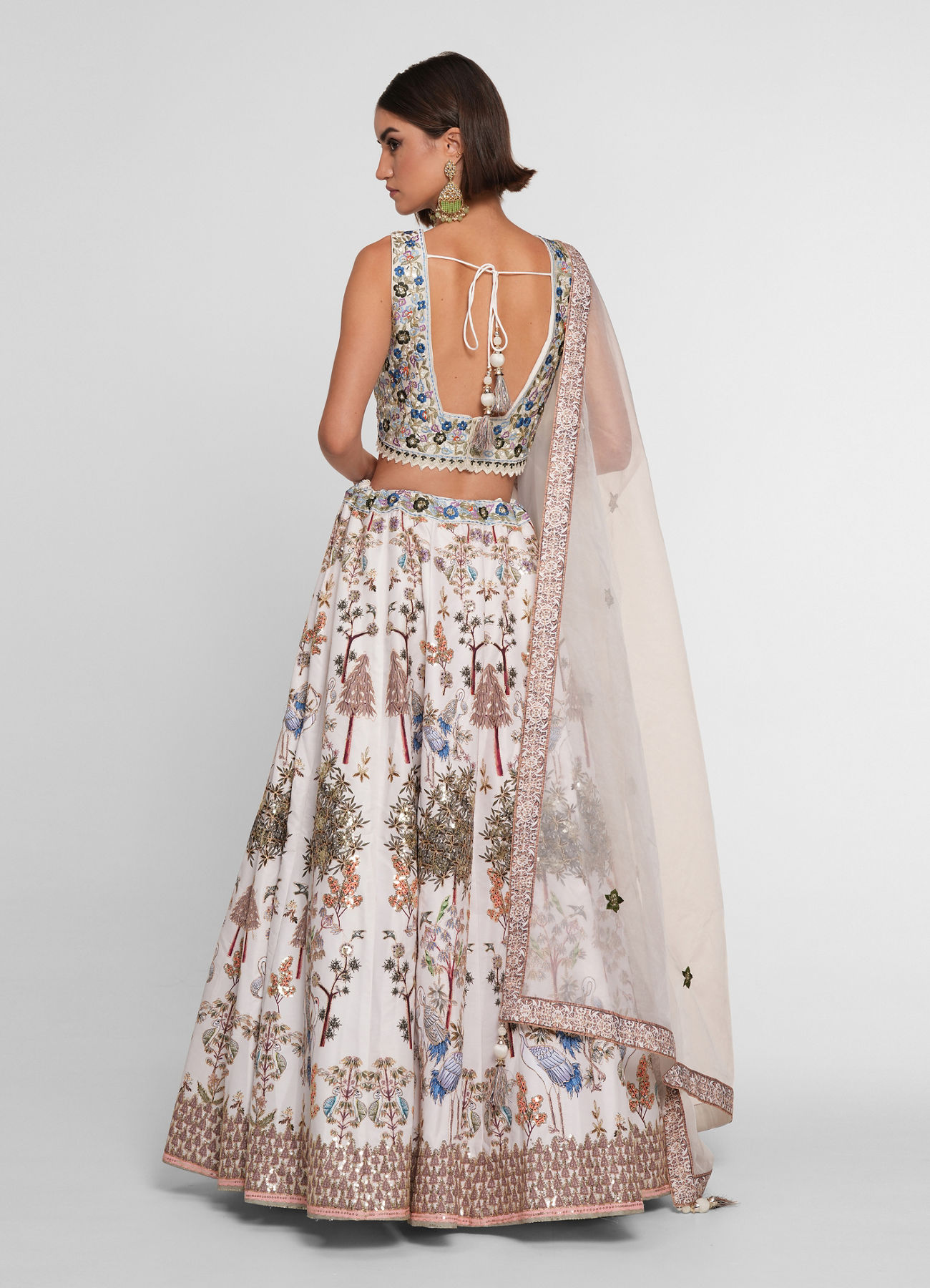 Twamev Women Cream Skirt Top Ensemble with Zardozi Work Skirt Top