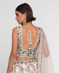 Twamev Women Cream Skirt Top Ensemble with Zardozi Work Skirt Top