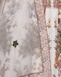 Twamev Women Cream Skirt Top Ensemble with Zardozi Work Skirt Top