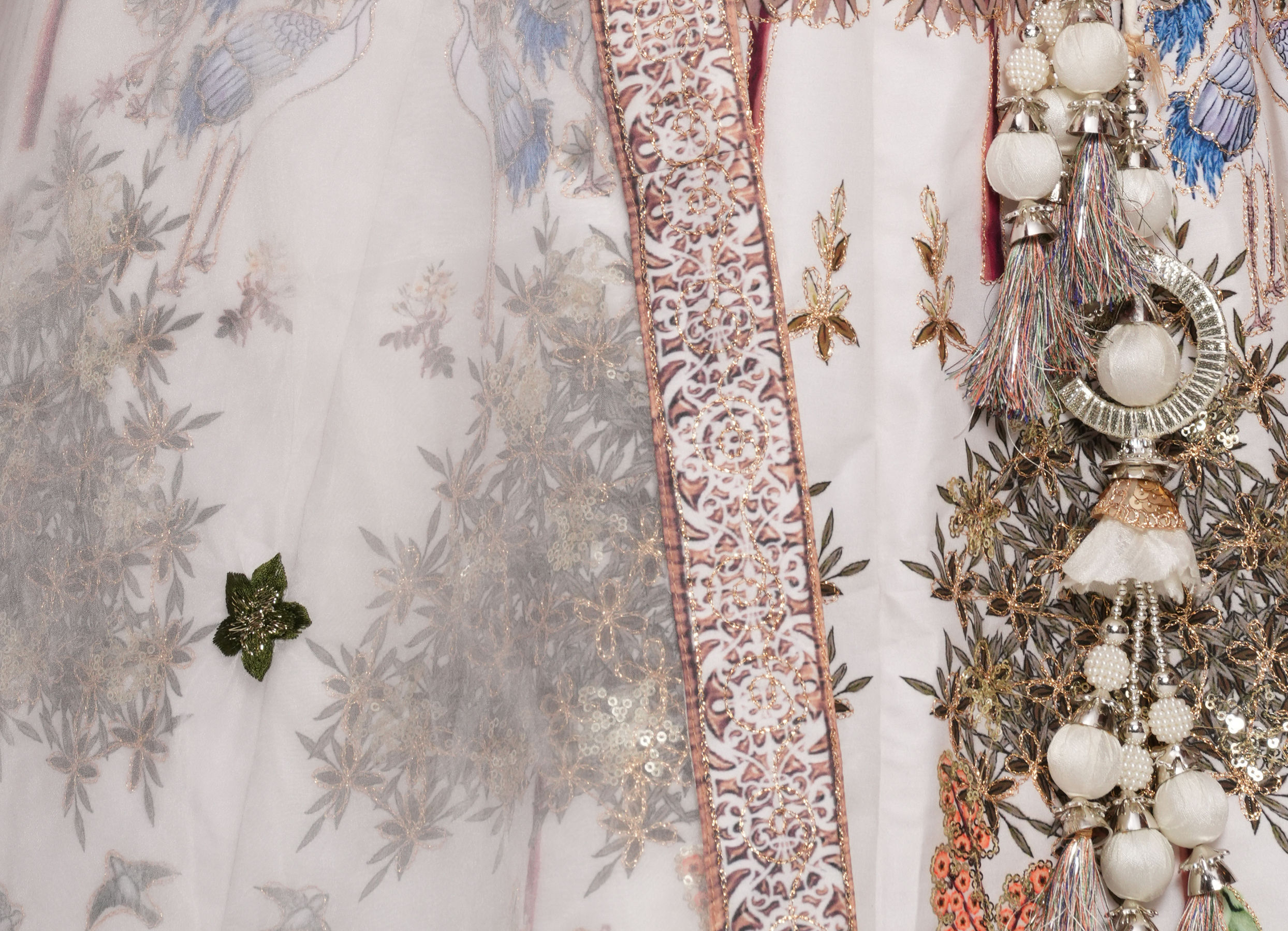 Twamev Women Cream Skirt Top Ensemble with Zardozi Work Skirt Top