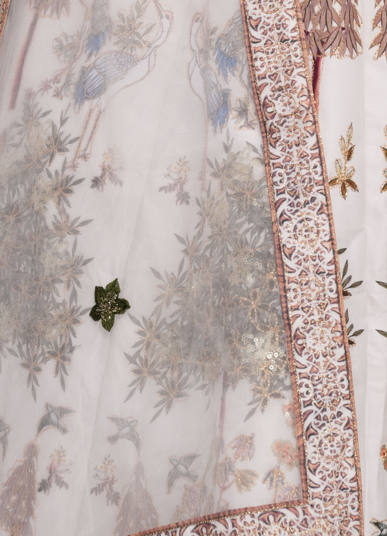 Twamev Women Cream Skirt Top Ensemble with Zardozi Work Skirt Top