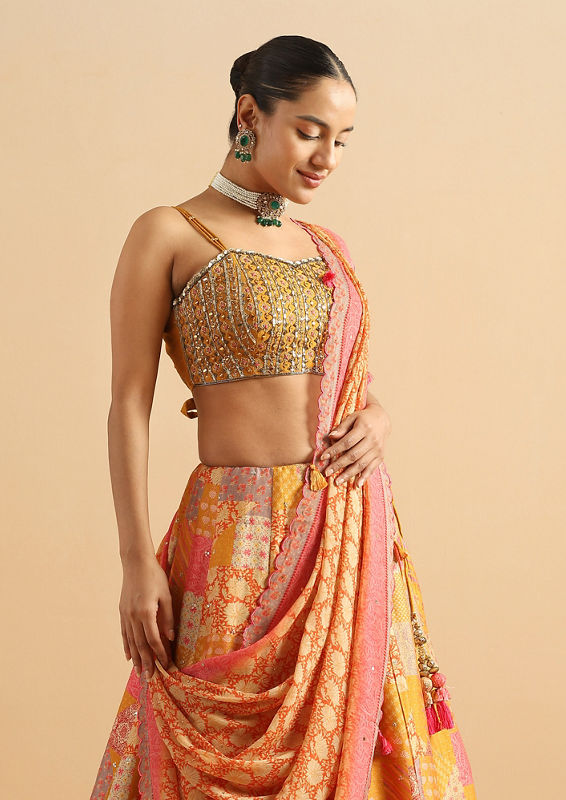 Twamev Women Mustard Golden Glow Skirt Top Set