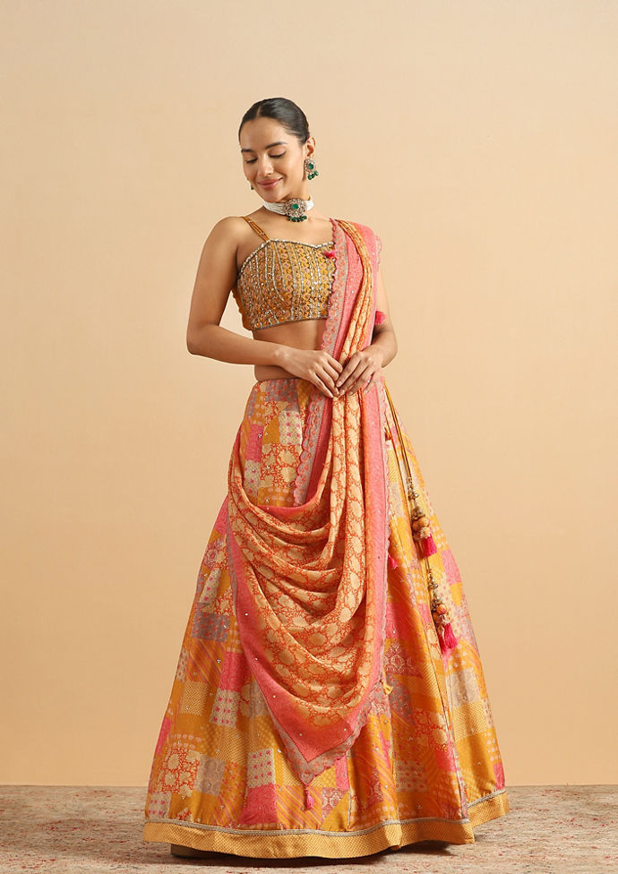 Twamev Women Mustard Golden Glow Skirt Top Set