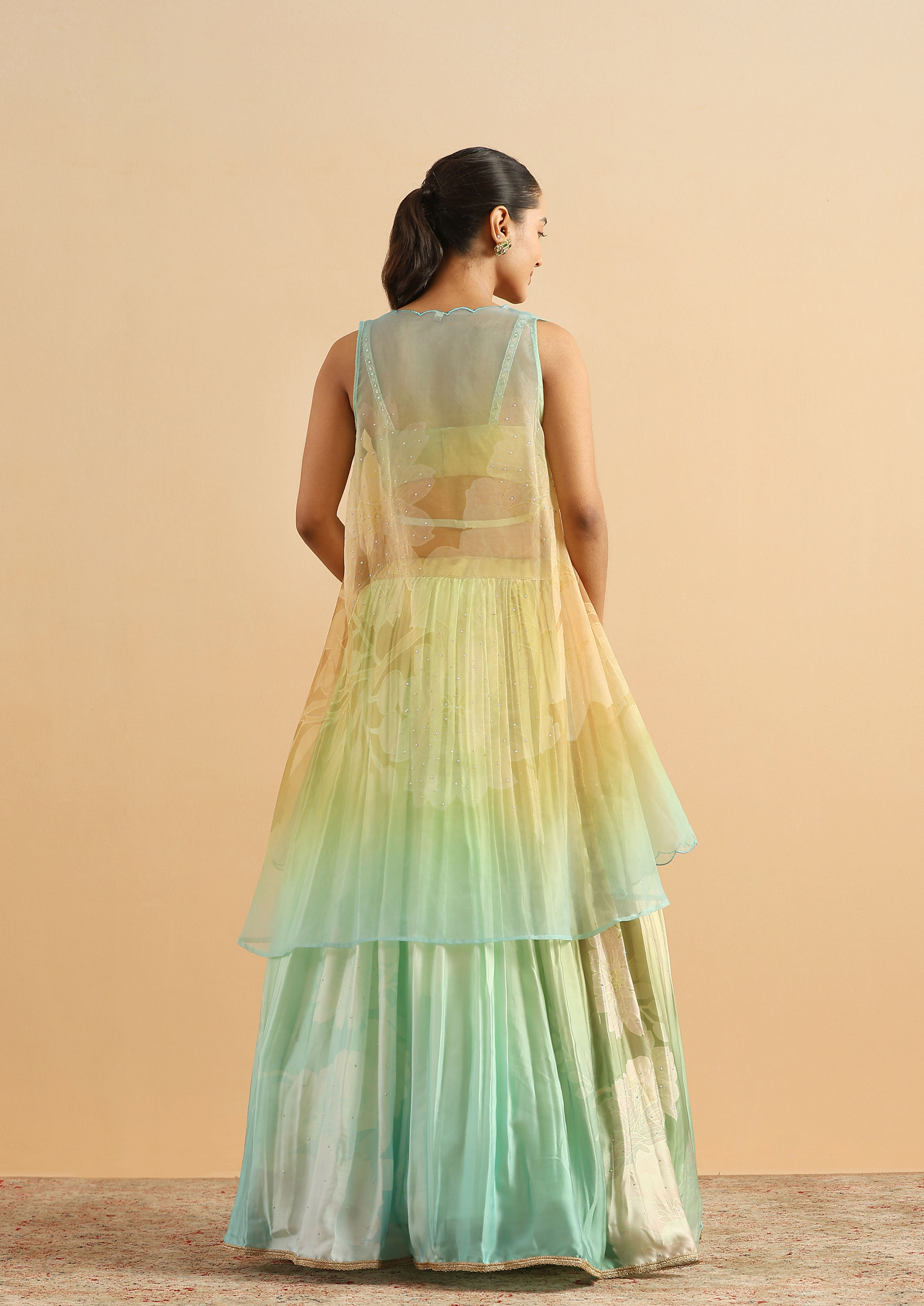 Twamev Women Glow in Green Skirt Top Set