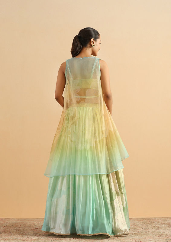 Twamev Women Glow in Green Skirt Top Set