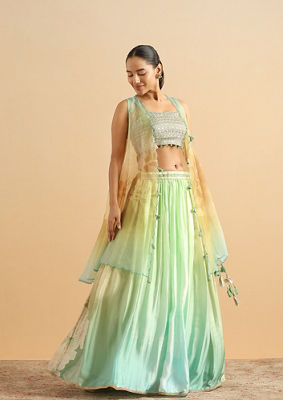 alt message - Twamev Women Glow in Green Skirt Top Set image number 0