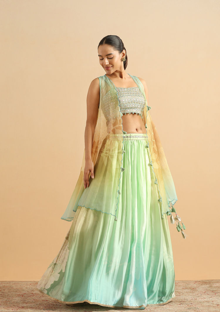 Twamev Women Glow in Green Skirt Top Set