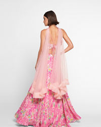 Twamev Women Ethereal Pink Chinon Skirt Top Ensemble