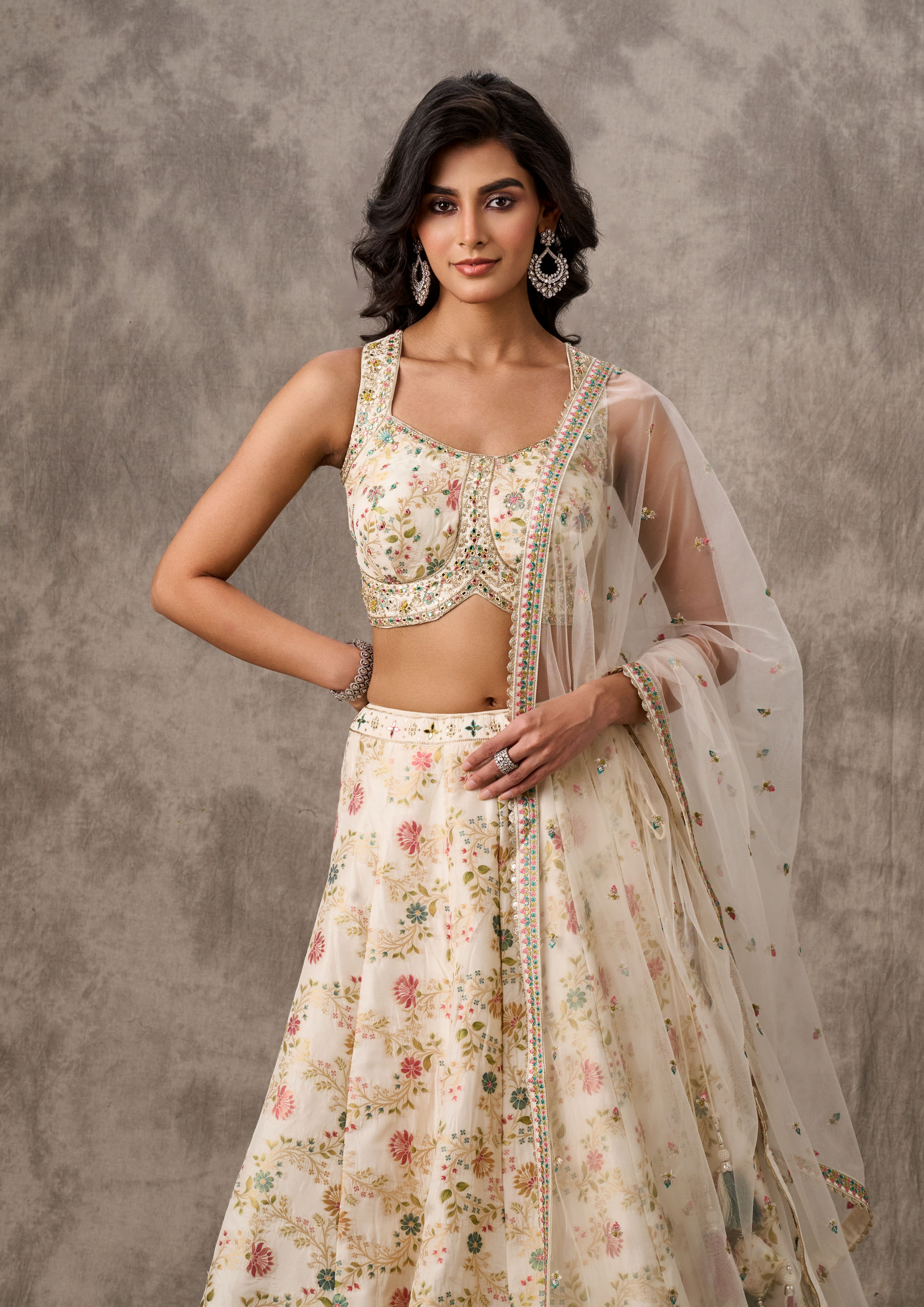 Twamev Women Royal Cream Elegance Skirt Top