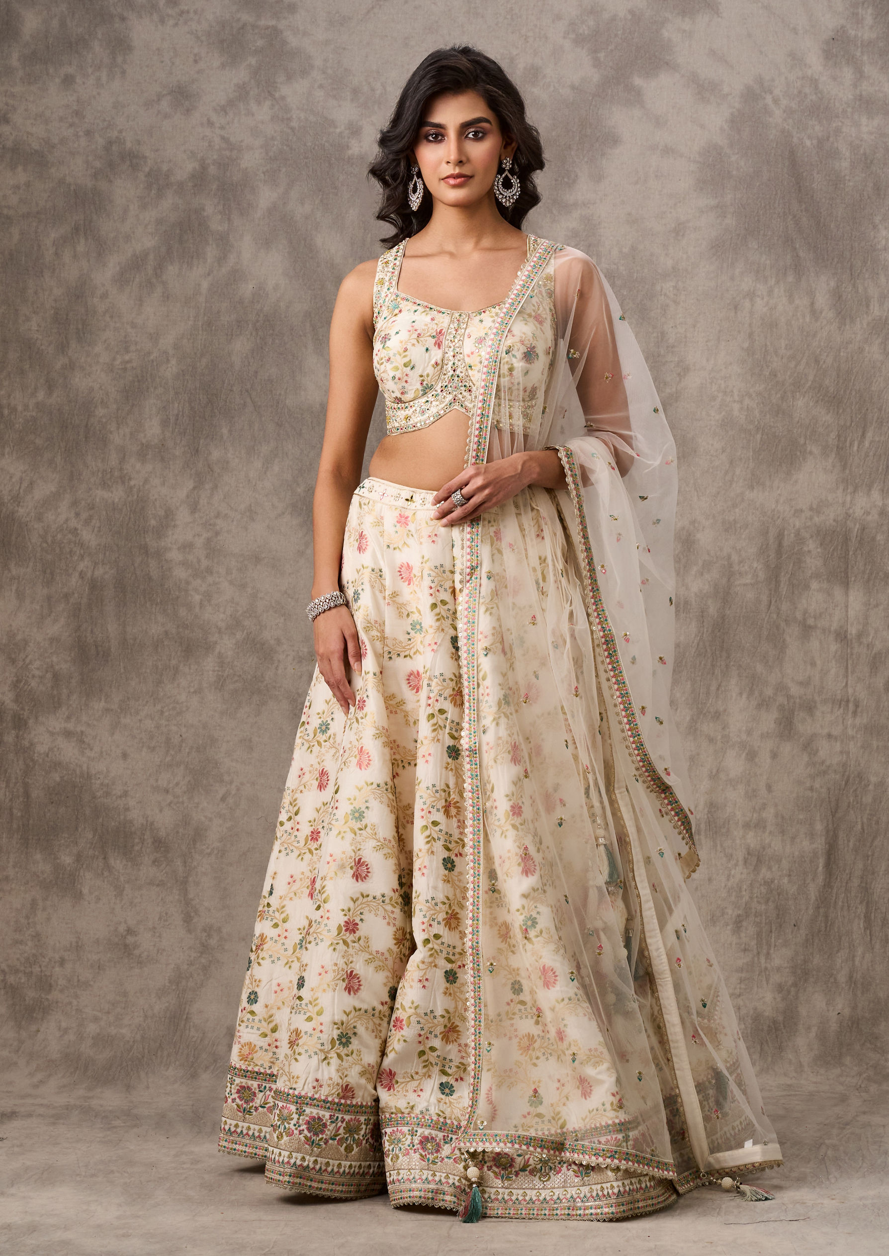 Twamev Women Royal Cream Elegance Skirt Top