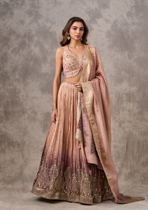 Twamev Women Dusty Pink Elegance Lehenga