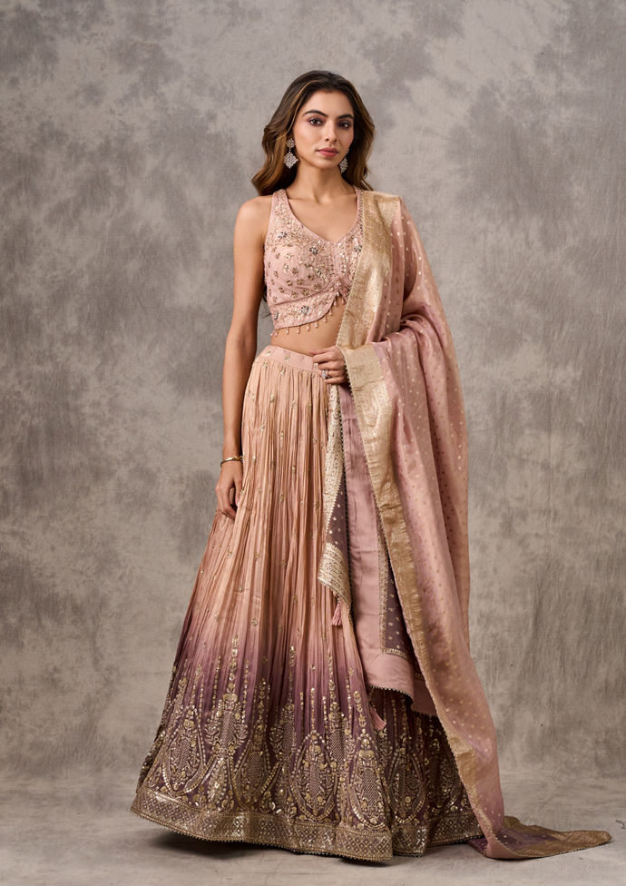Twamev Women Dusty Pink Elegance Lehenga