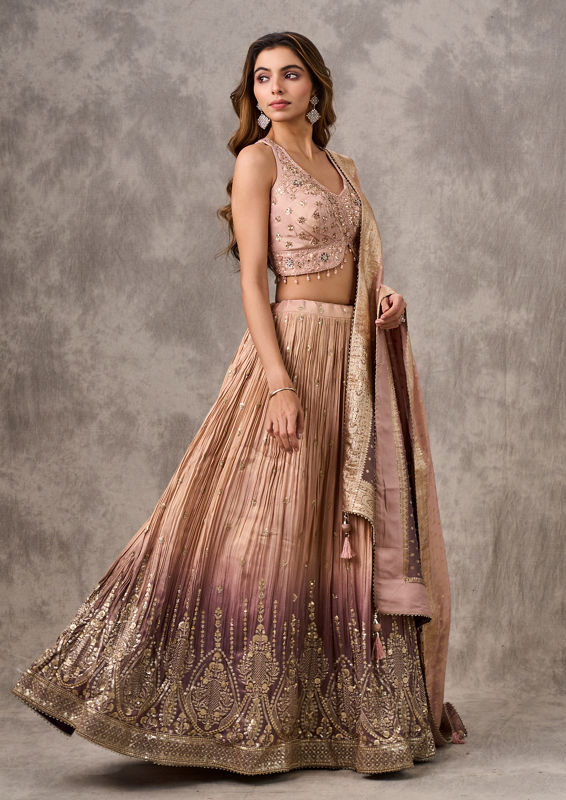 Twamev Women Dusty Pink Elegance Lehenga