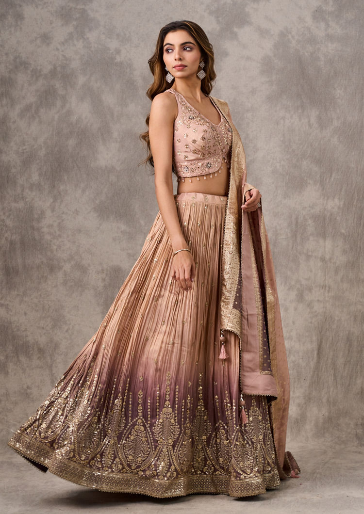 Twamev Women Dusty Pink Elegance Lehenga