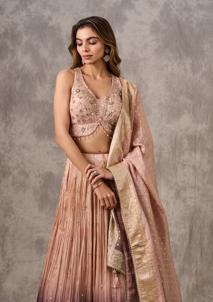 Twamev Women Dusty Pink Elegance Lehenga