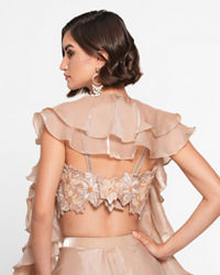 Twamev Women Regal Fawn Crepe Skirt Top Combo