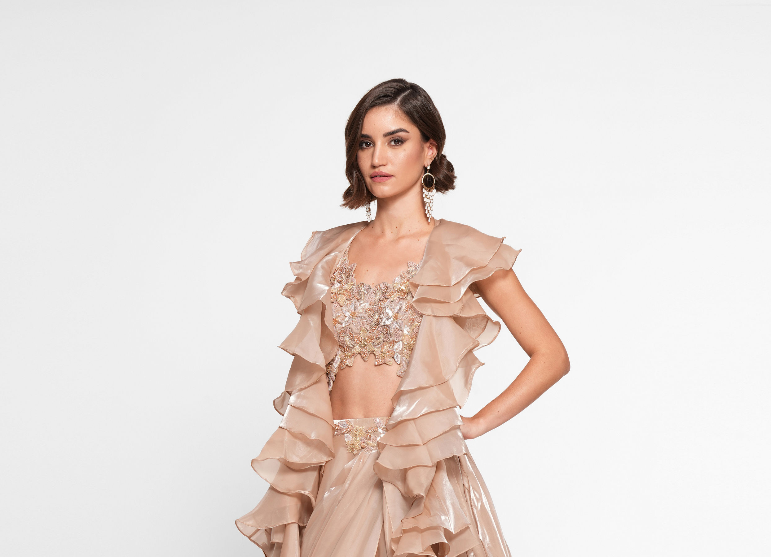 Twamev Women Regal Fawn Crepe Skirt Top Combo