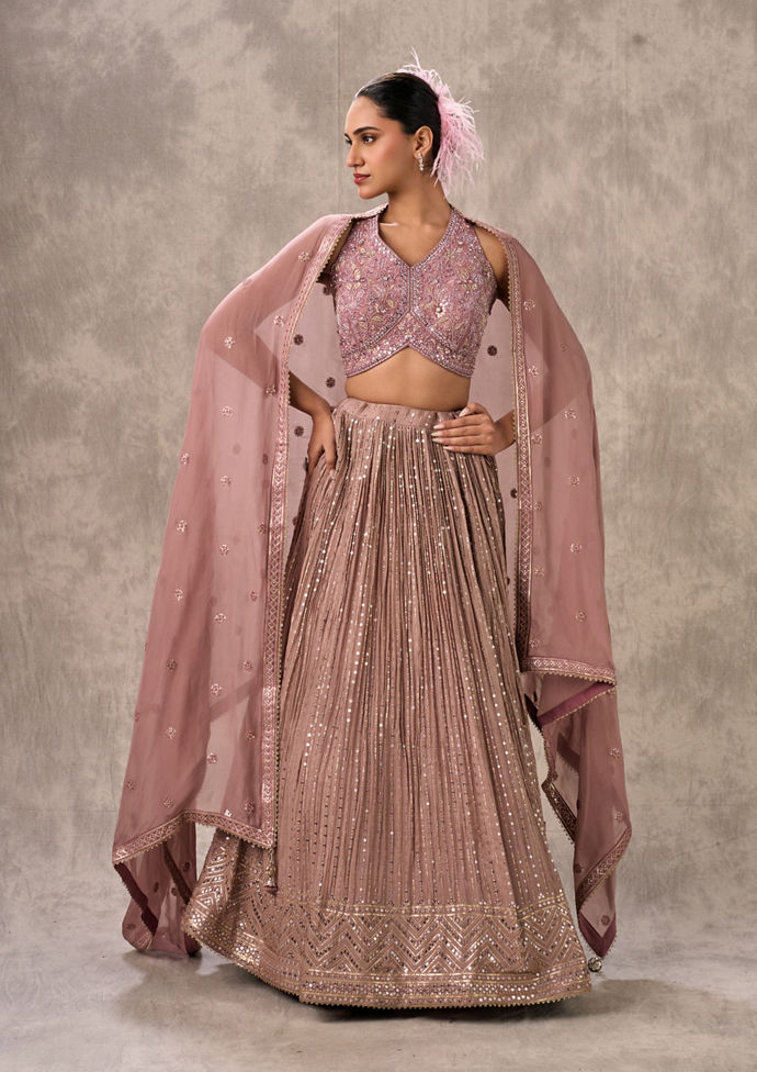 Twamev Women Regal Purple Crepe Lehenga