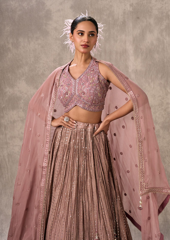 Twamev Women Regal Purple Crepe Lehenga