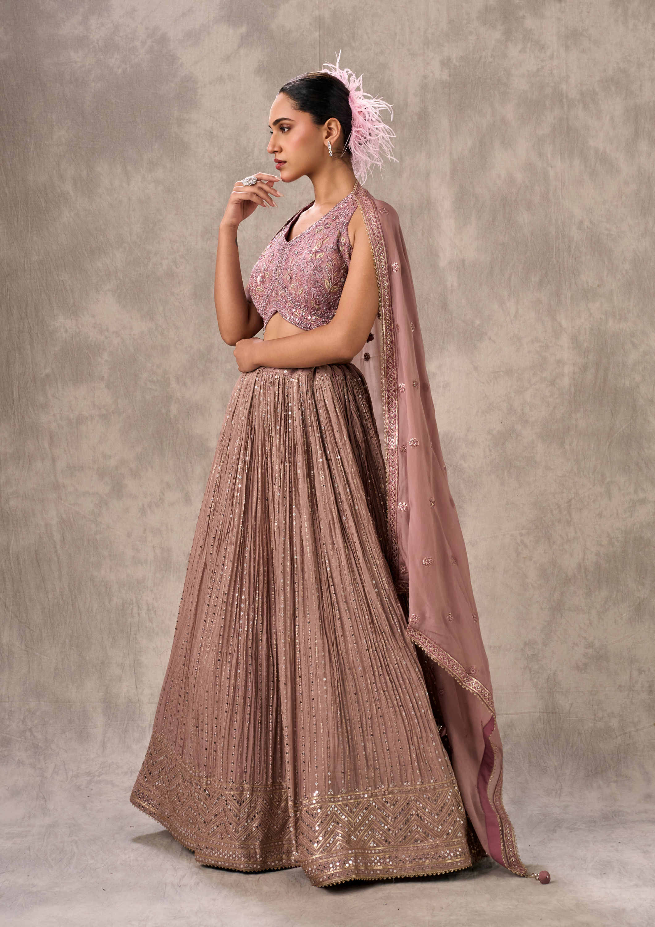 Twamev Women Regal Purple Crepe Lehenga