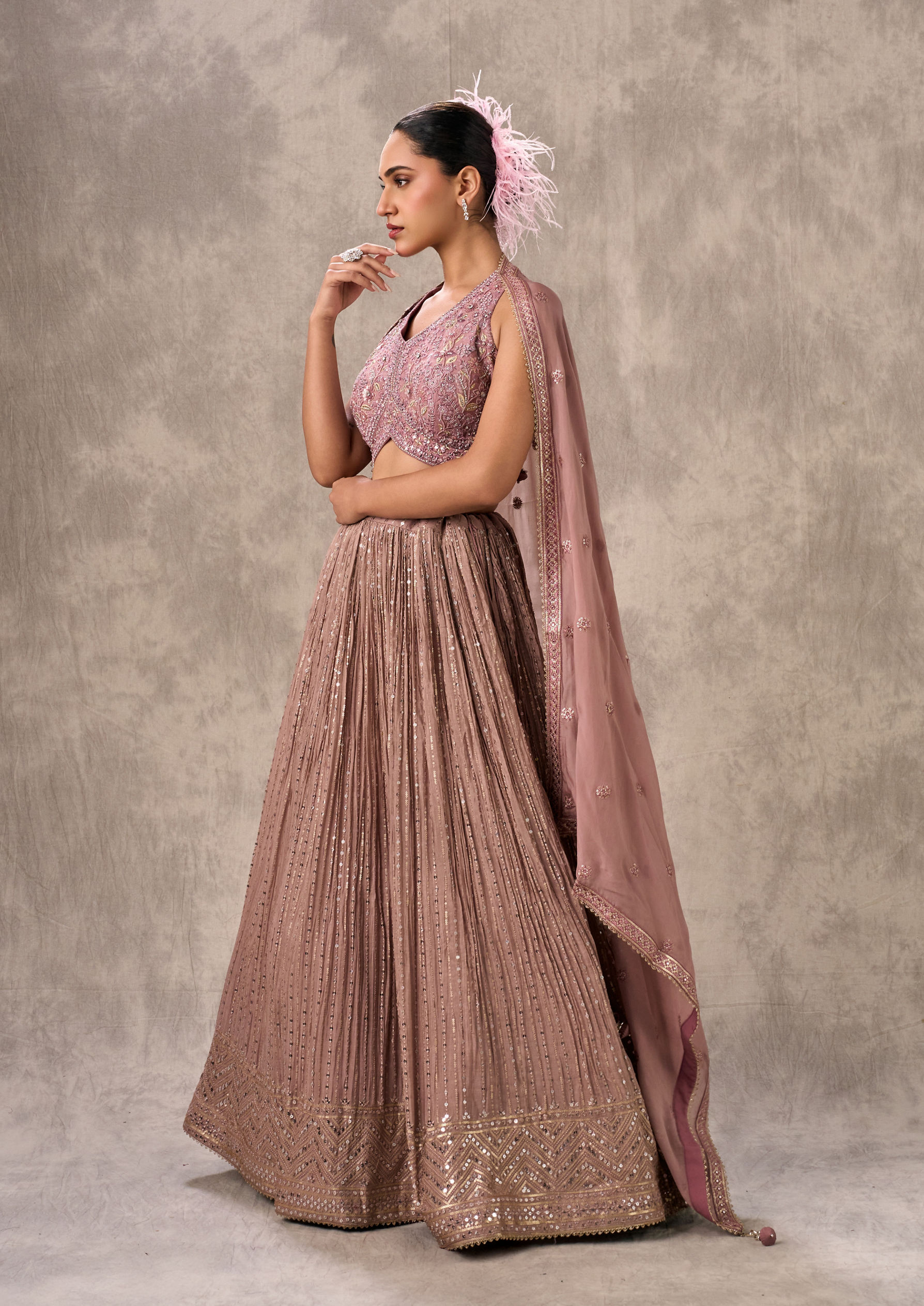 Twamev Women Regal Purple Crepe Lehenga