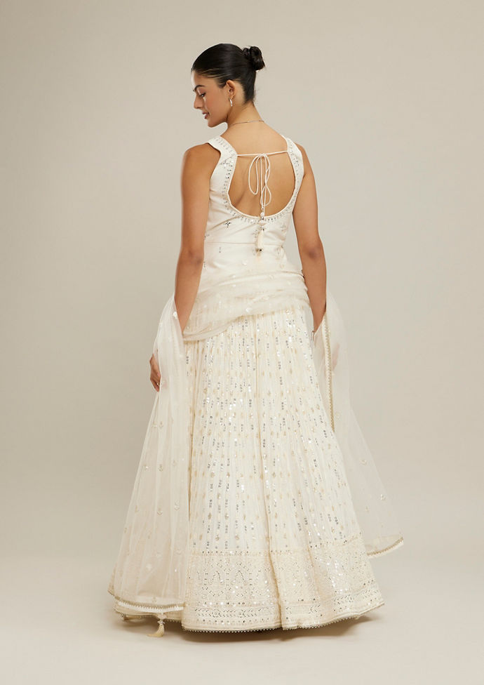 Twamev Women Dazzling Cream Lehenga