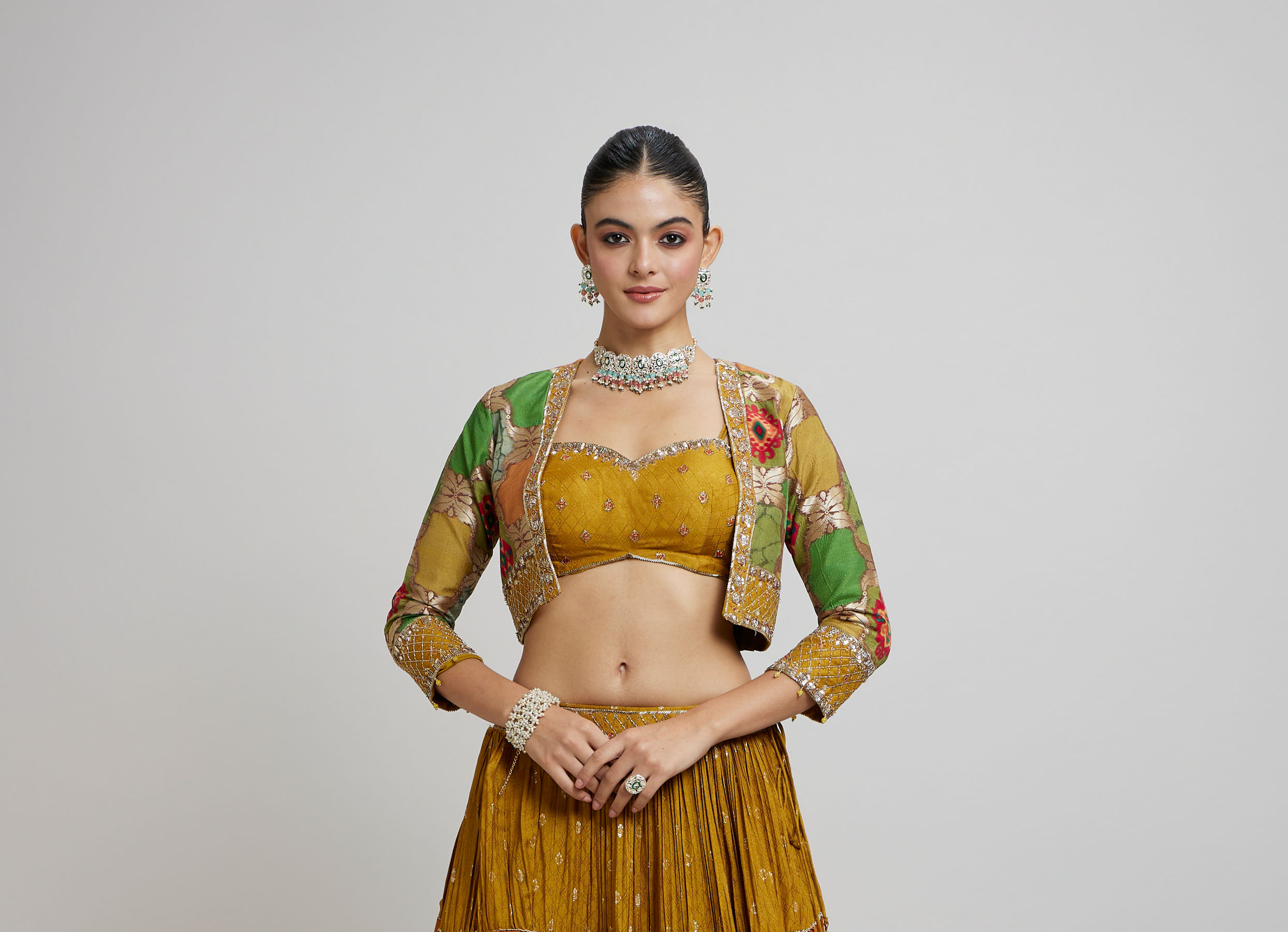 Twamev Women Emerald elegance Lehenga