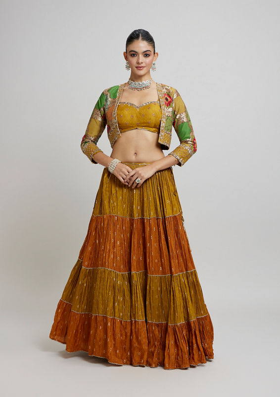 Twamev Women Emerald elegance Lehenga