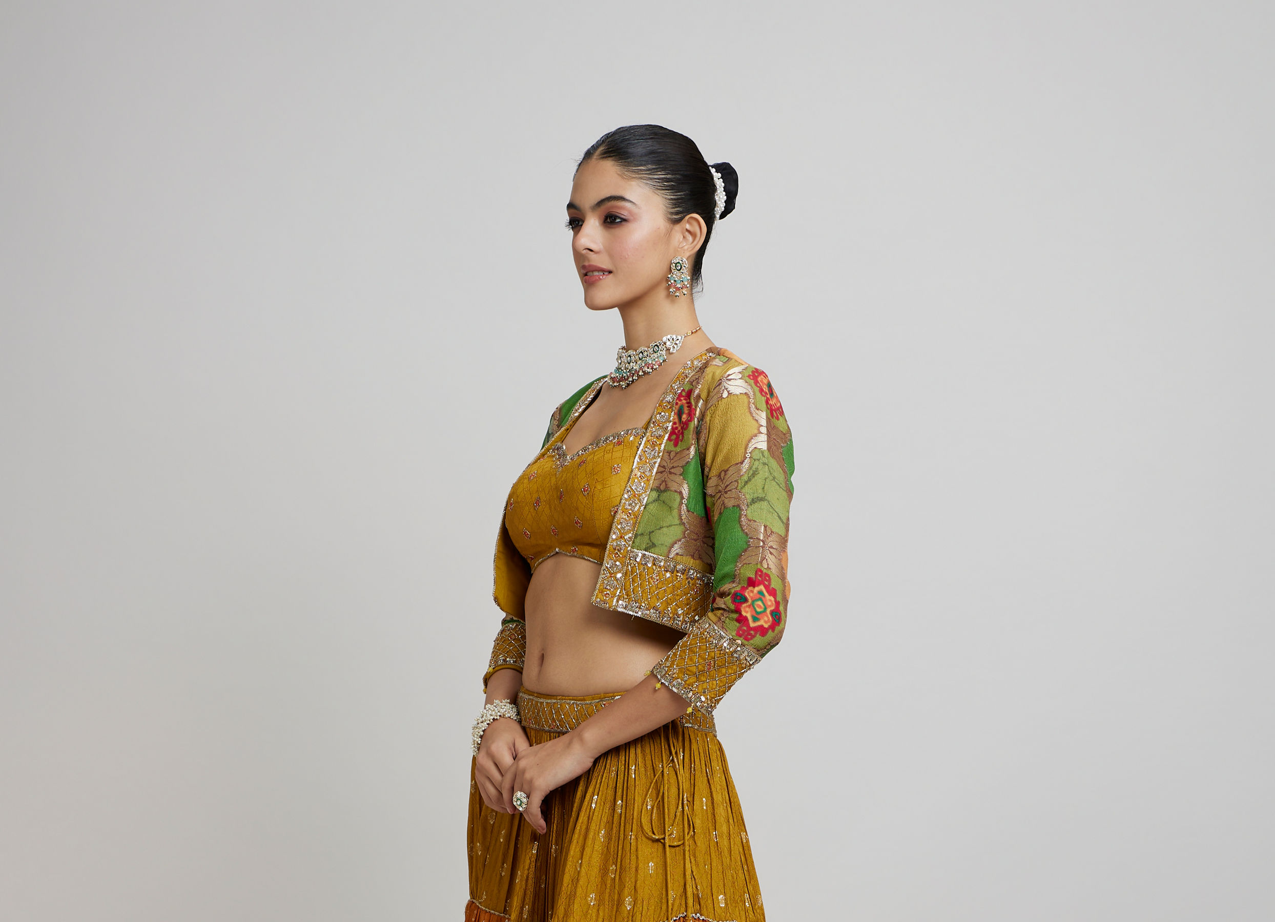 Twamev Women Emerald elegance Lehenga