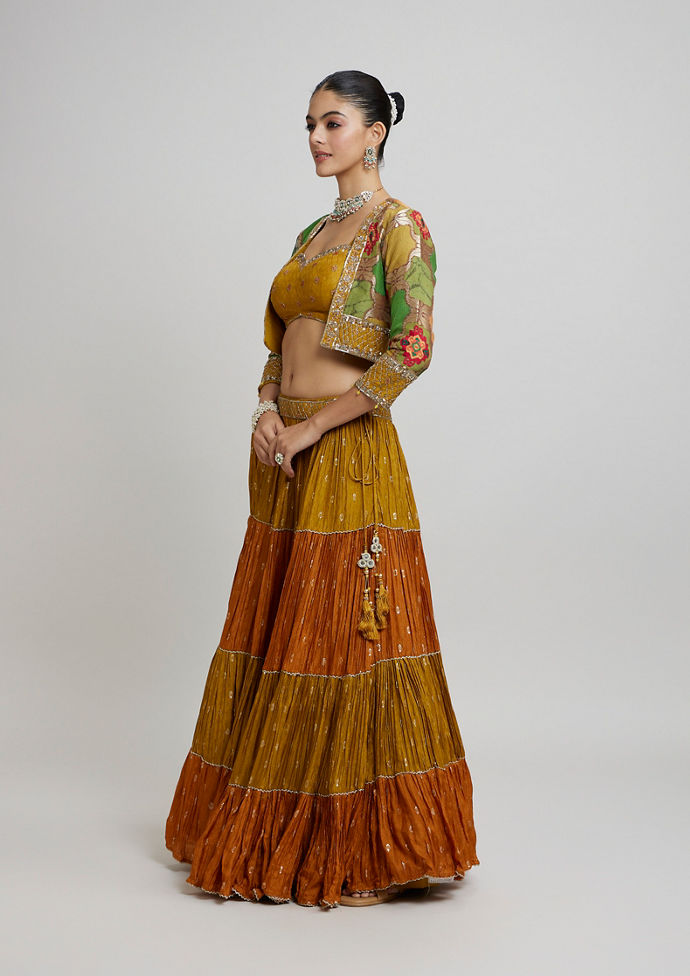 Twamev Women Emerald elegance Lehenga